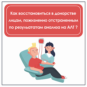 Механизм восстановления в донорстве лиц, пожизненно отстраненных от сдачи крови и ее компонентов по результатам анализа на АЛТ, превышающий допустимое значение в 2 раза. механизм восстановления в донорстве лиц, пожизненно отстраненных от сдачи крови и ее компонентов по результатам анализа на алт, превышающий допустимое значение в 2 раза.